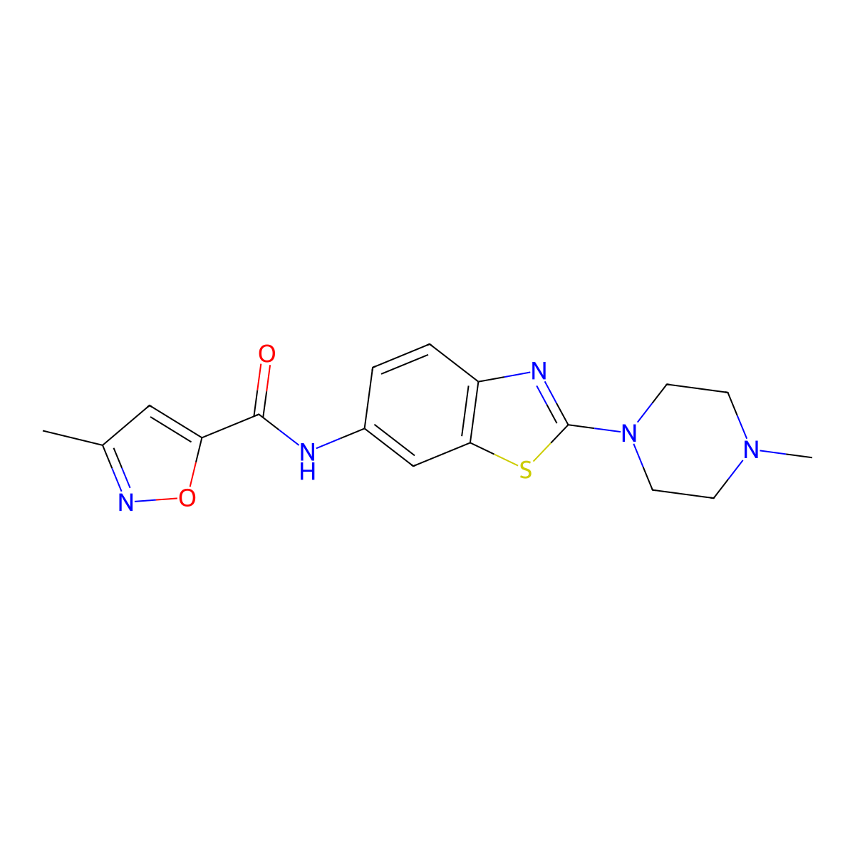 3-methyl-N-(2-(4-methylpiperazin-1-yl)benzo[d]thiazol-6-yl)isoxazole-5-carboxamide molecular structure, CAS 1105223-52-6