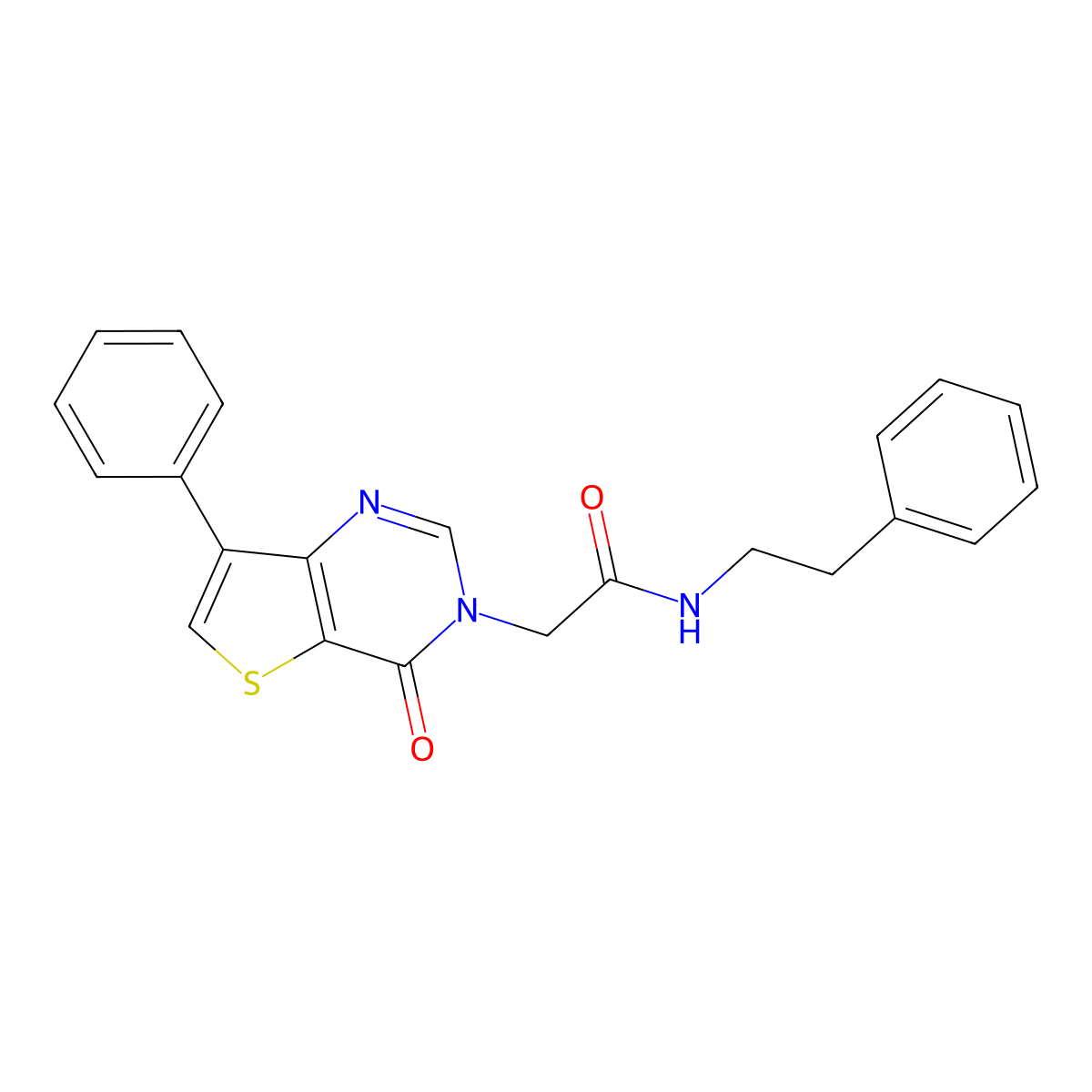 2-(4-oxo-7-phenylthieno[3,2-d]pyrimidin-3(4H)-yl)-N-(2-phenylethyl)acetamide molecular structure, CAS 1105223-53-7