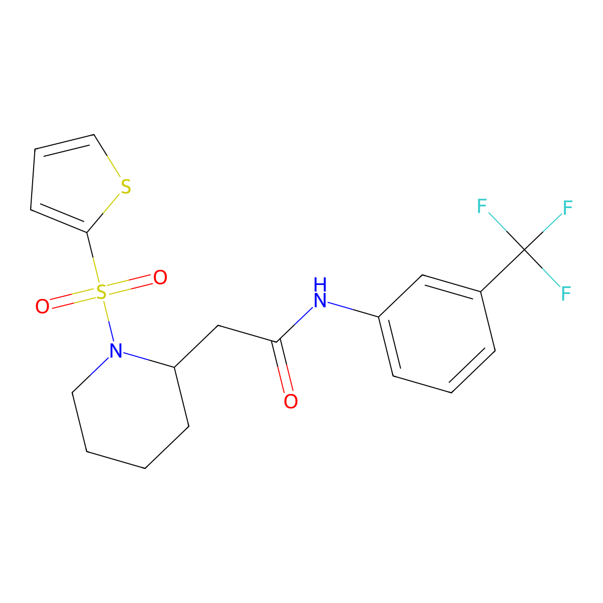 2-(1-(thiophen-2-ylsulfonyl)piperidin-2-yl)-N-(3-(trifluoromethyl)phenyl)acetamide molecular structure, CAS 1105223-54-8