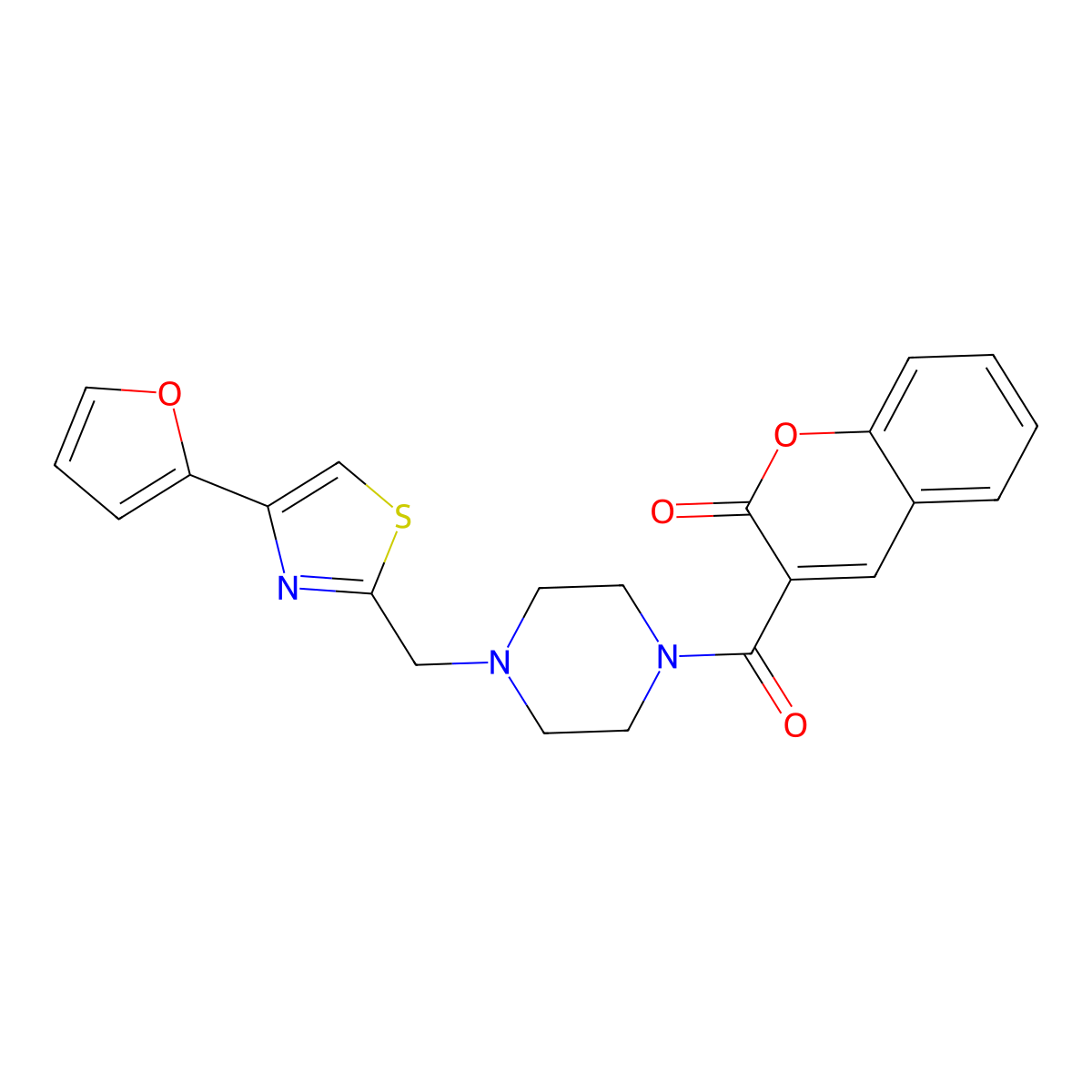3-(4-((4-(furan-2-yl)thiazol-2-yl)methyl)piperazine-1-carbonyl)-2H-chromen-2-one molecular structure, CAS 1105223-55-9