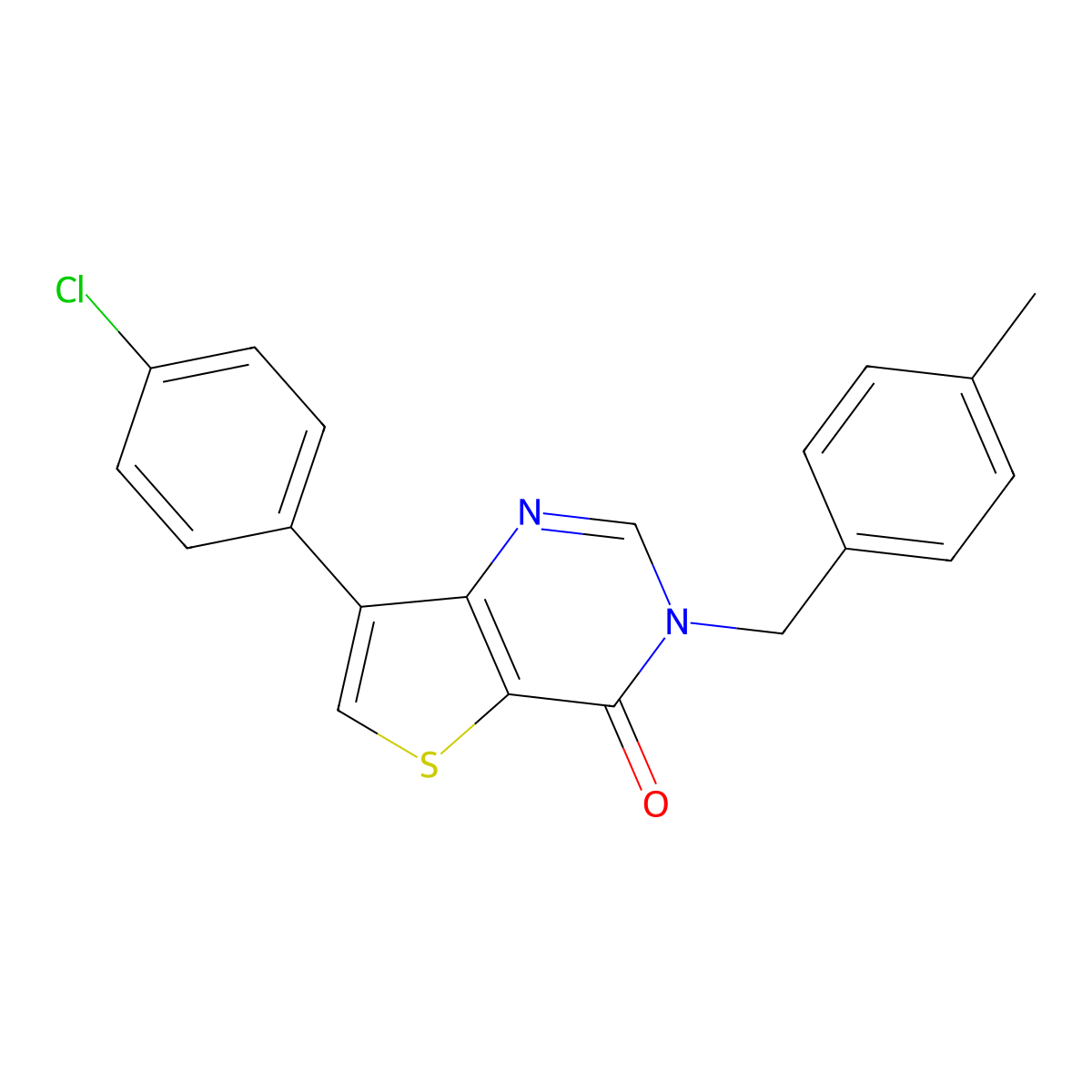 7-(4-chlorophenyl)-3-(4-methylbenzyl)thieno[3,2-d]pyrimidin-4(3H)-one molecular structure, CAS 1105223-56-0