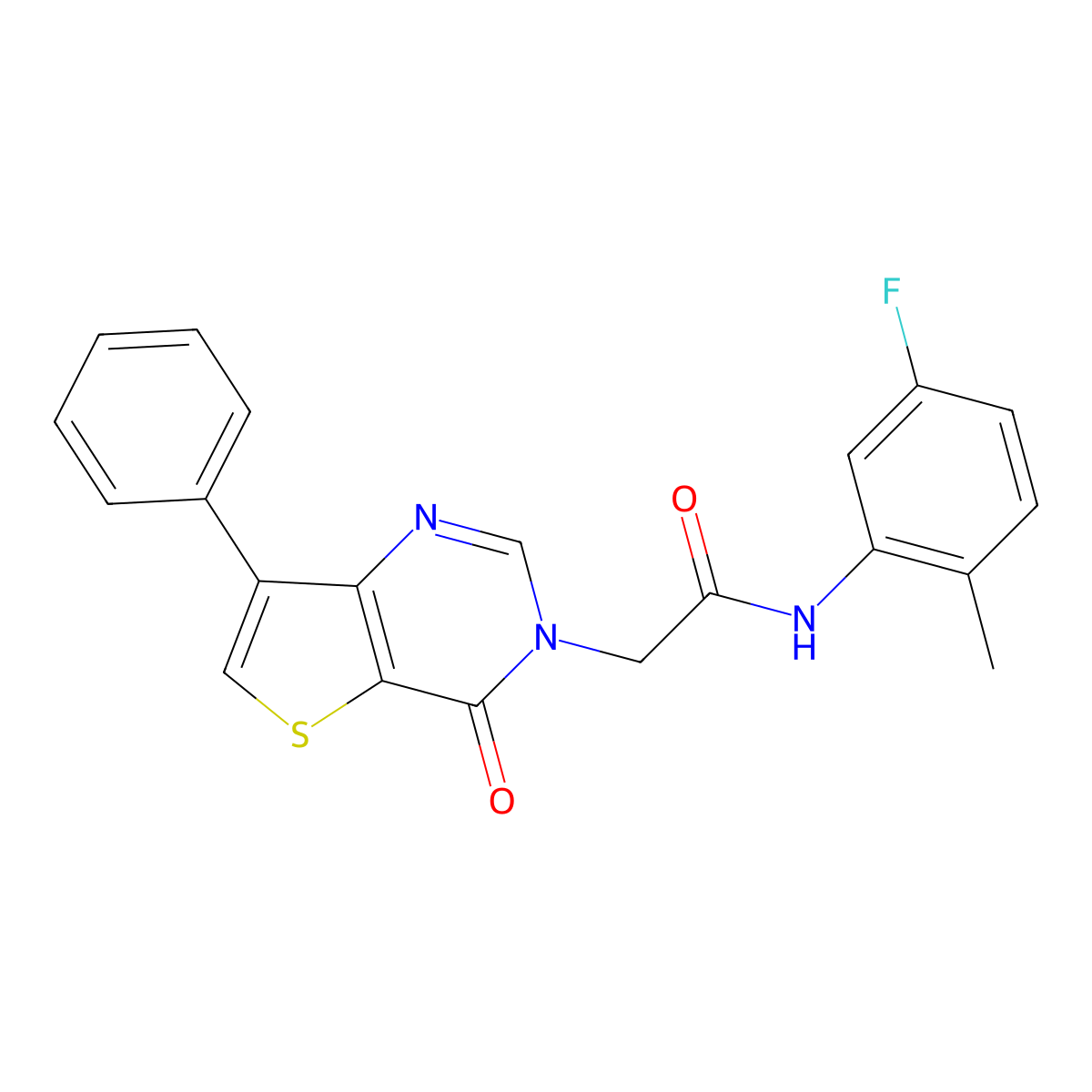 N-(5-fluoro-2-methylphenyl)-2-(4-oxo-7-phenylthieno[3,2-d]pyrimidin-3(4H)-yl)acetamide molecular structure, CAS 1105223-59-3