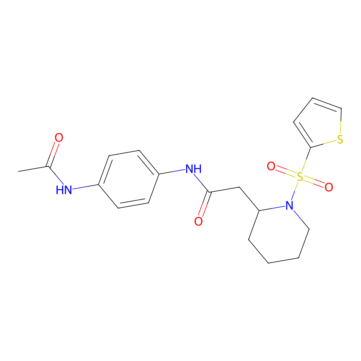 N-(4-acetamidophenyl)-2-(1-(thiophen-2-ylsulfonyl)piperidin-2-yl)acetamide molecular structure, CAS 1105223-60-6