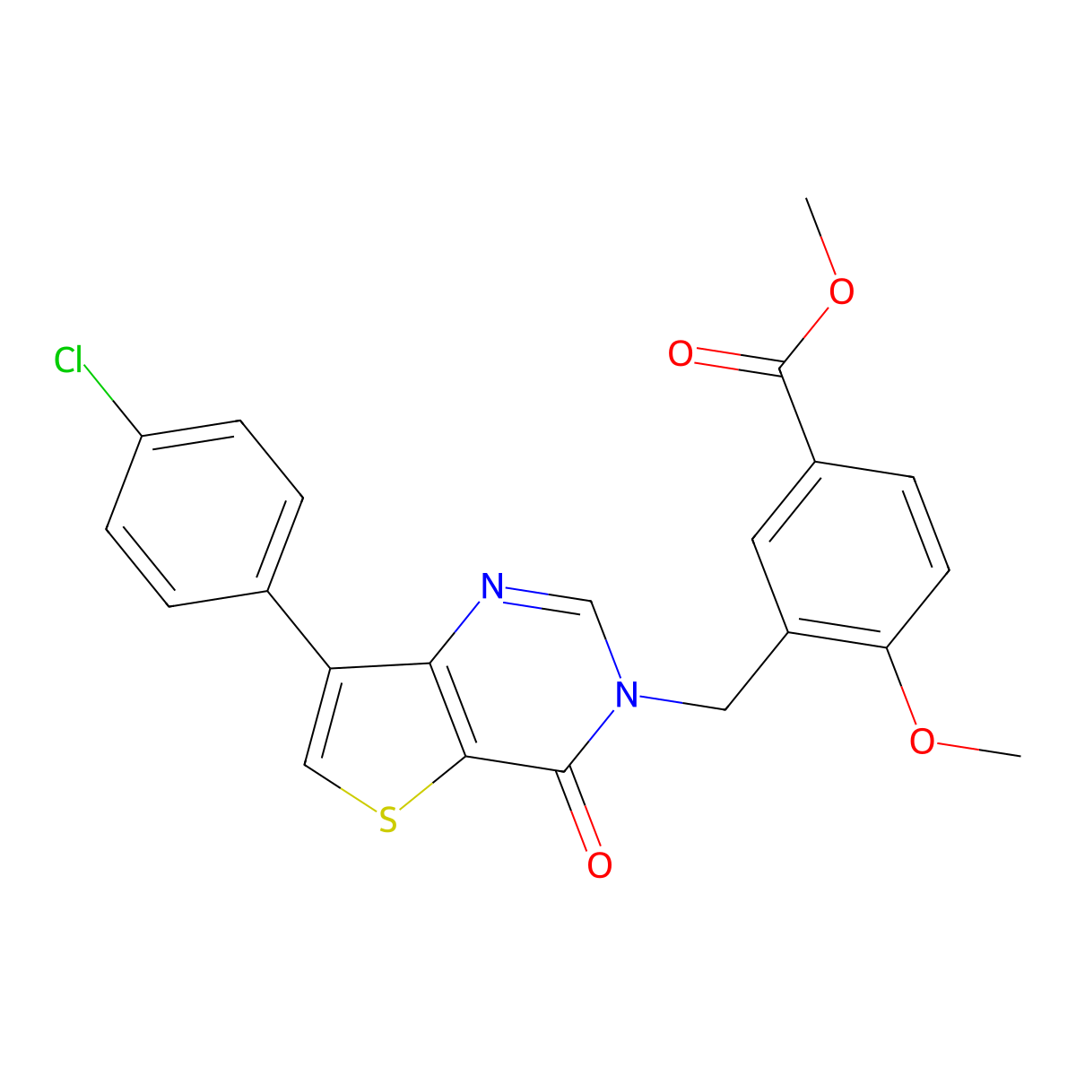 methyl 3-{[7-(4-chlorophenyl)-4-oxothieno[3,2-d]pyrimidin-3(4H)-yl]methyl}-4-methoxybenzoate molecular structure, CAS 1105223-62-8