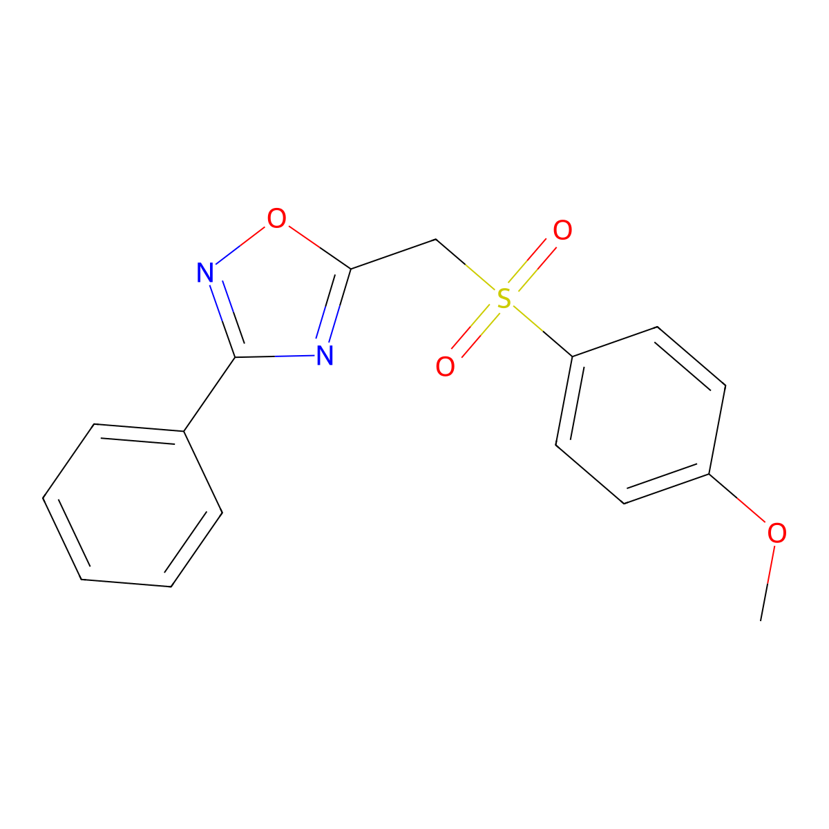 5-(((4-Methoxyphenyl)sulfonyl)methyl)-3-phenyl-1,2,4-oxadiazole molecular structure, CAS 1105223-63-9