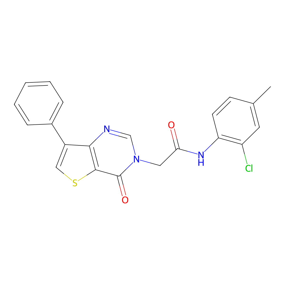 N-(2-chloro-4-methylphenyl)-2-(4-oxo-7-phenylthieno[3,2-d]pyrimidin-3(4H)-yl)acetamide molecular structure, CAS 1105223-65-1