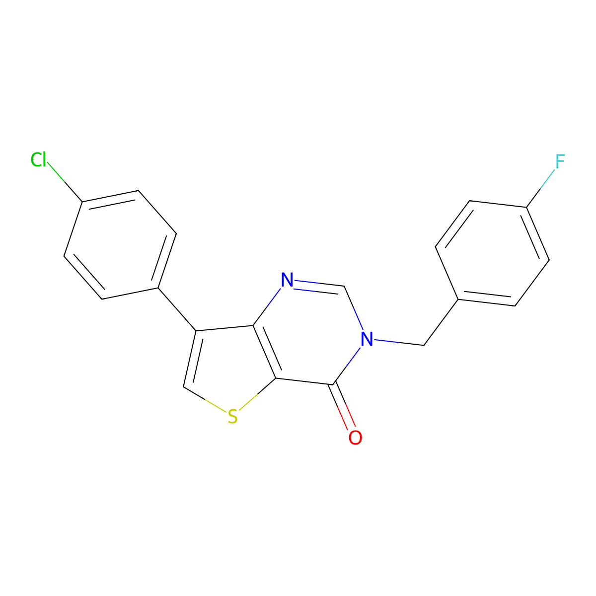 7-(4-chlorophenyl)-3-(4-fluorobenzyl)thieno[3,2-d]pyrimidin-4(3H)-one molecular structure, CAS 1105223-68-4