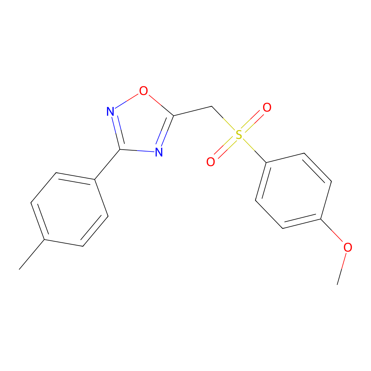 5-(((4-Methoxyphenyl)sulfonyl)methyl)-3-(p-tolyl)-1,2,4-oxadiazole molecular structure, CAS 1105223-81-1