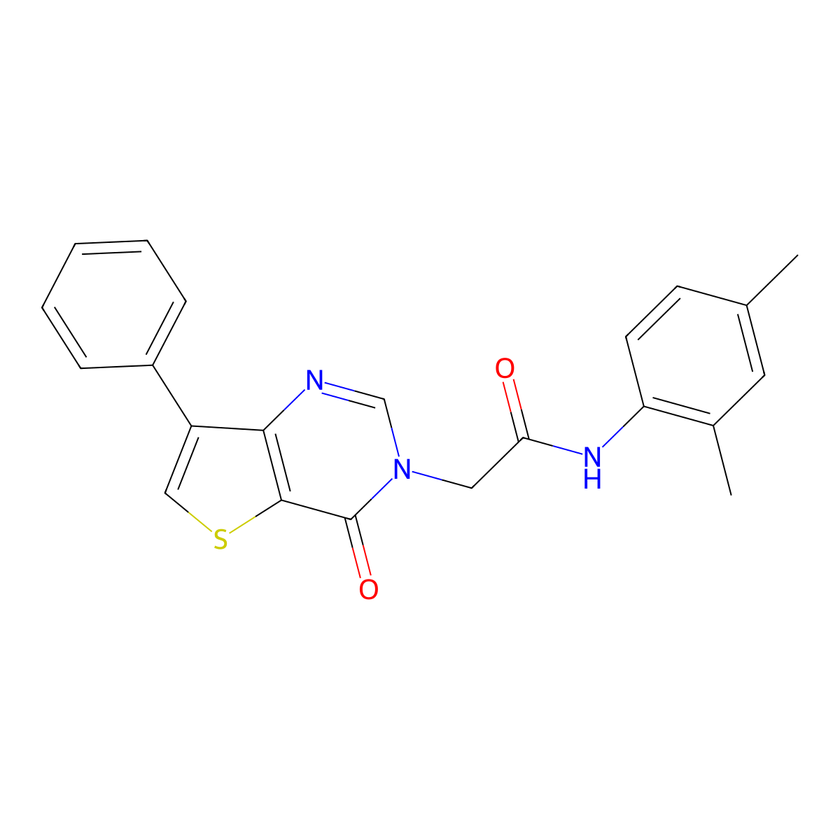 N-(2,4-dimethylphenyl)-2-(4-oxo-7-phenylthieno[3,2-d]pyrimidin-3(4H)-yl)acetamide molecular structure, CAS 1105223-83-3