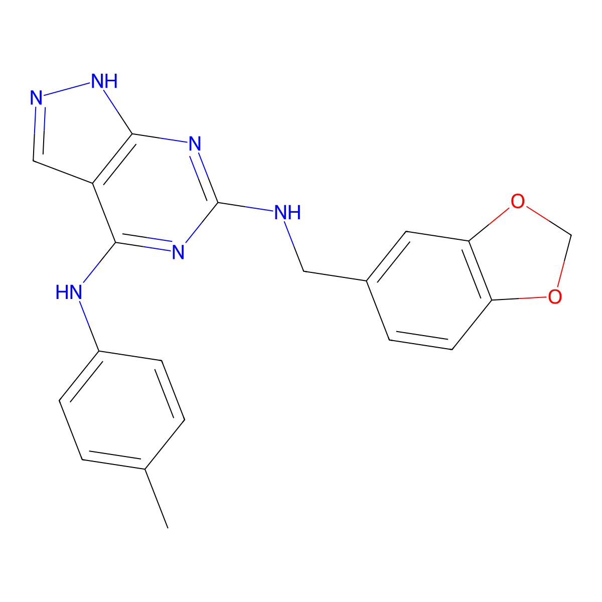 N6-(benzo[d][1,3]dioxol-5-ylmethyl)-N4-(p-tolyl)-1H-pyrazolo[3,4-d]pyrimidine-4,6-diamine molecular structure, CAS 1105223-87-7