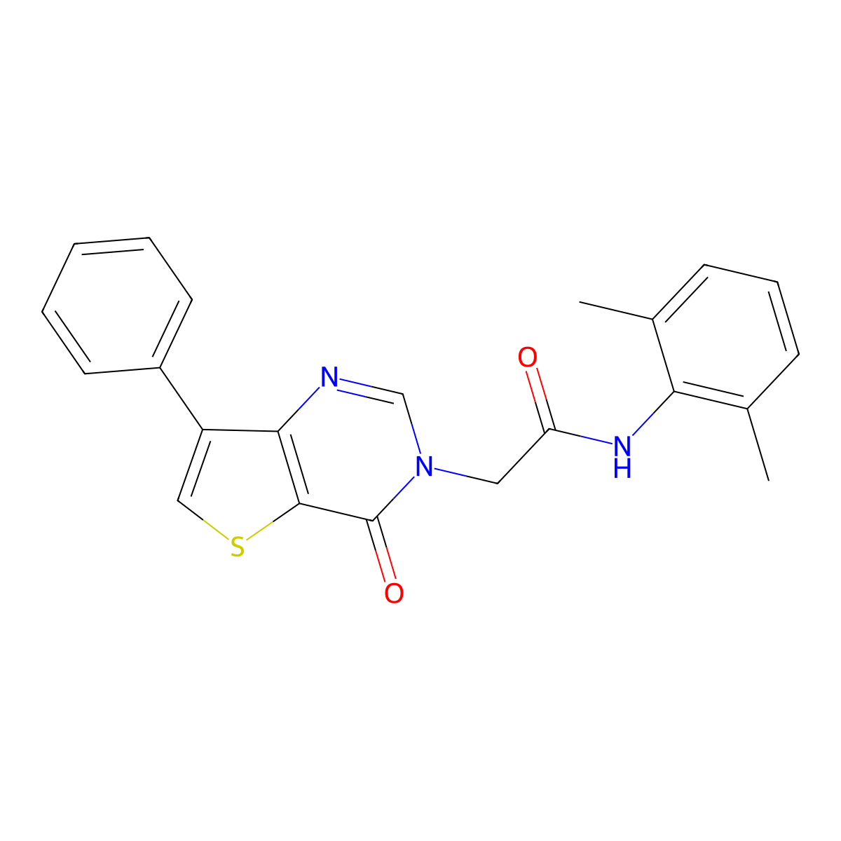 N-(2,6-dimethylphenyl)-2-(4-oxo-7-phenylthieno[3,2-d]pyrimidin-3(4H)-yl)acetamide molecular structure, CAS 1105223-88-8
