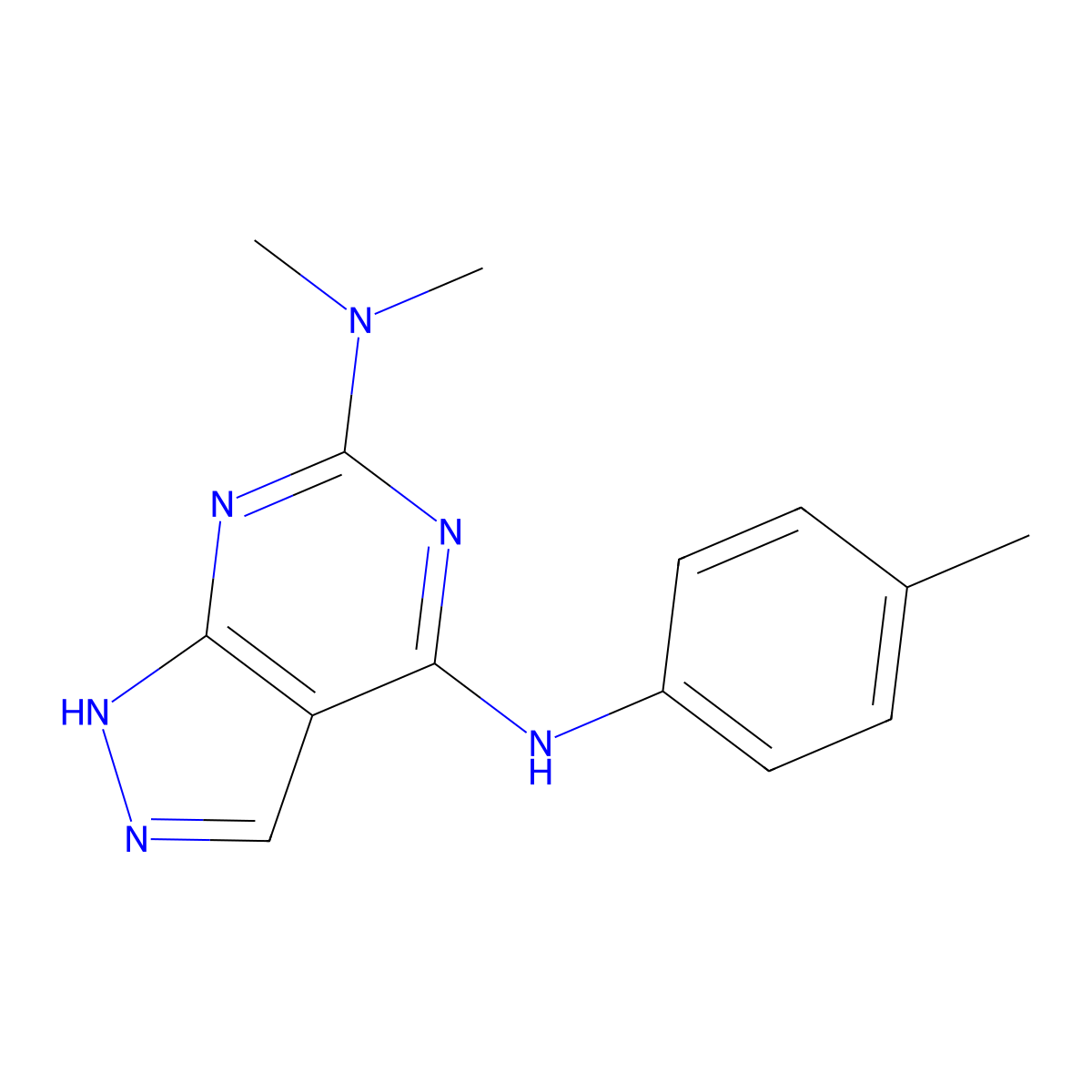 N~6~,N~6~-dimethyl-N~4~-(4-methylphenyl)-1H-pyrazolo[3,4-d]pyrimidine-4,6-diamine molecular structure, CAS 1105223-92-4