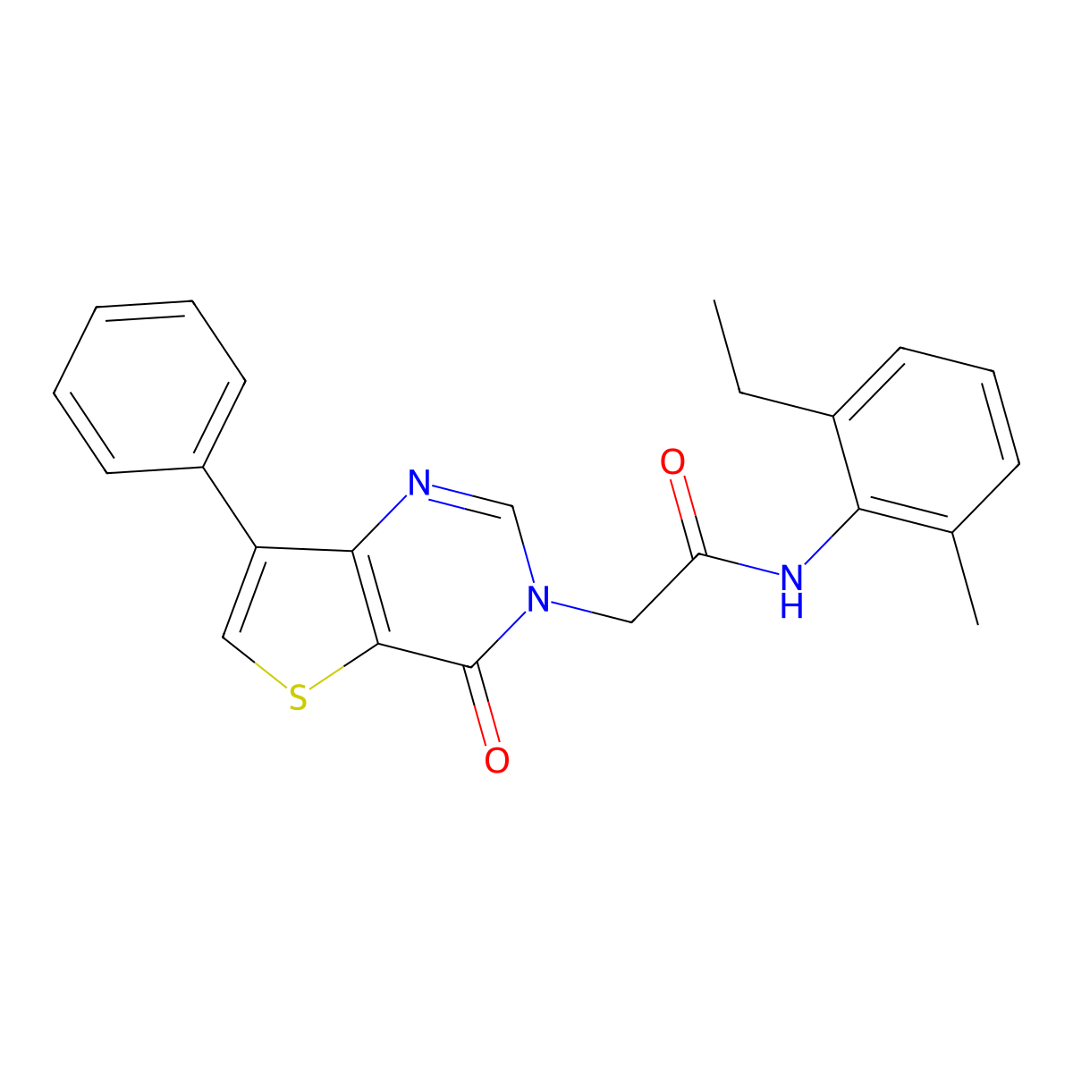 N-(2-ethyl-6-methylphenyl)-2-(4-oxo-7-phenylthieno[3,2-d]pyrimidin-3(4H)-yl)acetamide molecular structure, CAS 1105223-93-5
