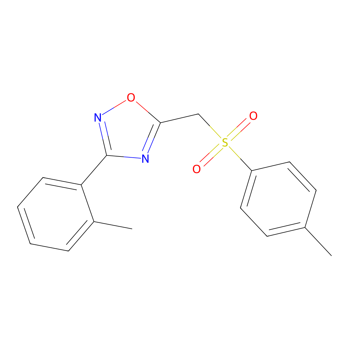 3-(o-Tolyl)-5-(tosylmethyl)-1,2,4-oxadiazole molecular structure, CAS 1105224-02-9