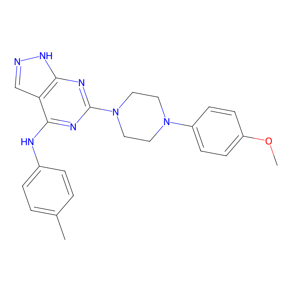 6-(4-(4-methoxyphenyl)piperazin-1-yl)-N-(p-tolyl)-1H-pyrazolo[3,4-d]pyrimidin-4-amine molecular structure, CAS 1105224-03-0