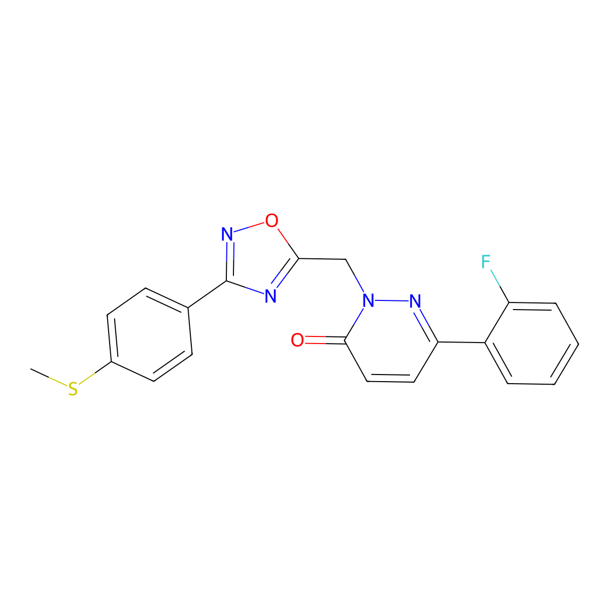 6-(2-fluorophenyl)-2-((3-(4-(methylthio)phenyl)-1,2,4-oxadiazol-5-yl)methyl)pyridazin-3(2H)-one molecular structure, CAS 1105224-06-3