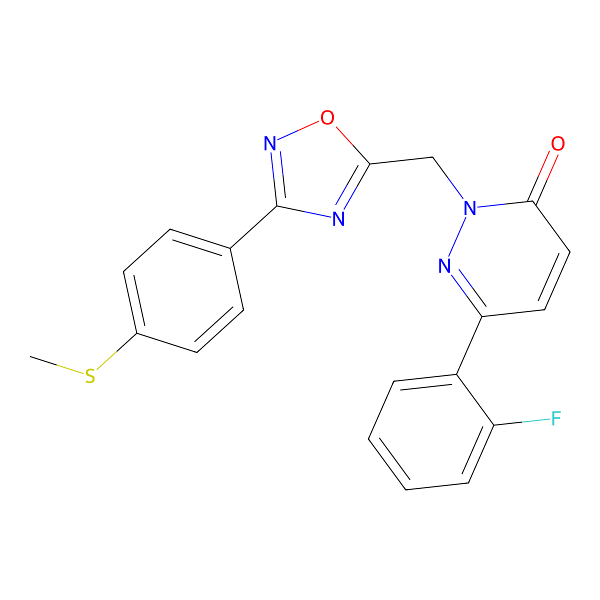 6-(2-fluorophenyl)-2-((3-(4-(methylthio)phenyl)-1,2,4-oxadiazol-5-yl)methyl)pyridazin-3(2H)-one molecular structure, CAS 1105224-06-3