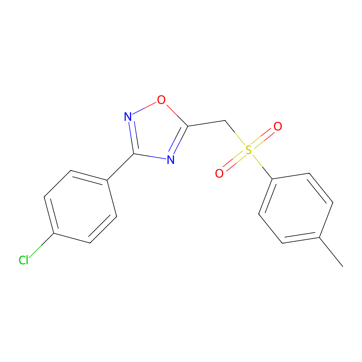 3-(4-Chlorophenyl)-5-(tosylmethyl)-1,2,4-oxadiazole molecular structure, CAS 1105224-08-5