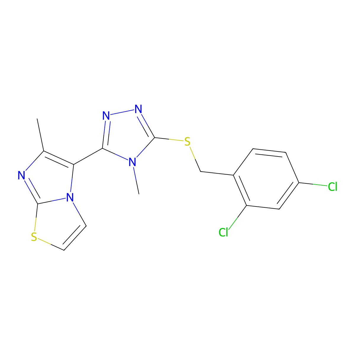 5-(5-((2,4-dichlorobenzyl)thio)-4-methyl-4H-1,2,4-triazol-3-yl)-6-methylimidazo[2,1-b]thiazole molecular structure, CAS 1105224-13-2