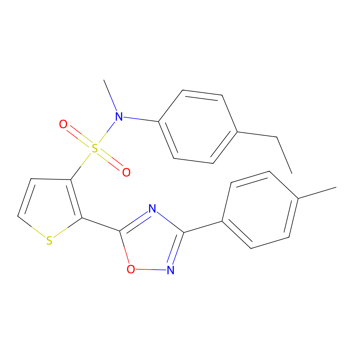 N-(4-ethylphenyl)-N-methyl-2-[3-(4-methylphenyl)-1,2,4-oxadiazol-5-yl]thiophene-3-sulfonamide molecular structure, CAS 1105224-18-7