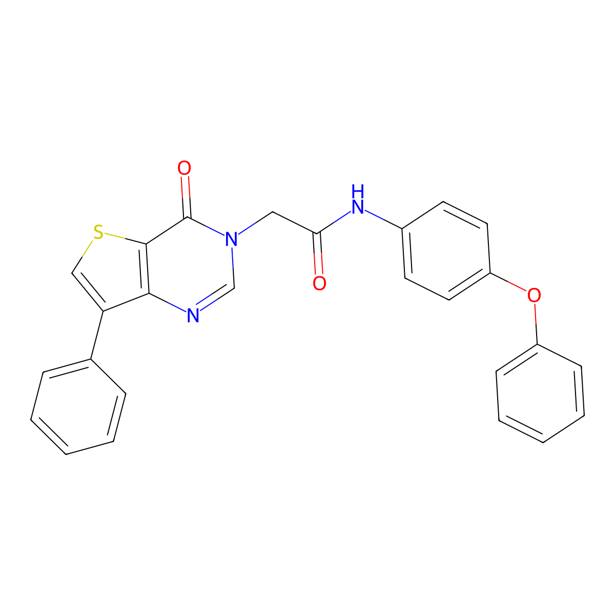2-(4-oxo-7-phenylthieno[3,2-d]pyrimidin-3(4H)-yl)-N-(4-phenoxyphenyl)acetamide molecular structure, CAS 1105224-22-3