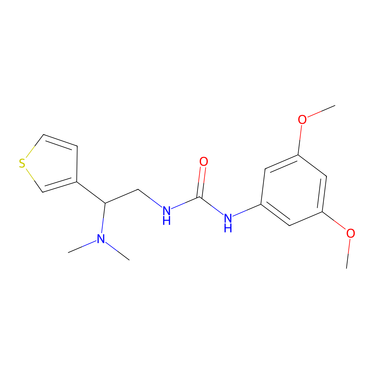 1-(3,5-Dimethoxyphenyl)-3-(2-(dimethylamino)-2-(thiophen-3-yl)ethyl)urea molecular structure, CAS 1105224-23-4