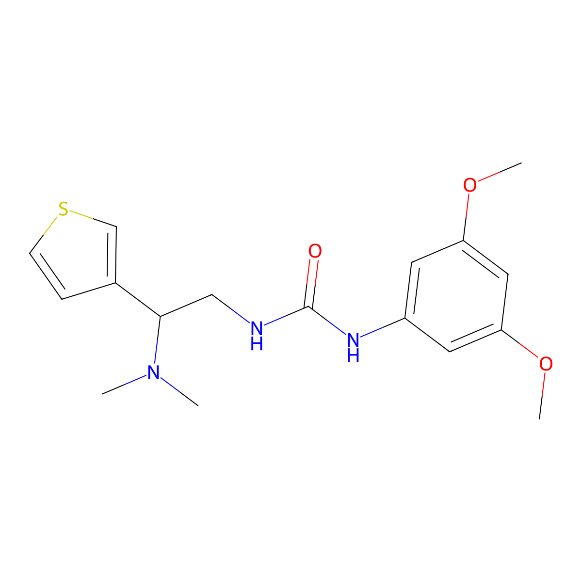 1-(3,5-Dimethoxyphenyl)-3-(2-(dimethylamino)-2-(thiophen-3-yl)ethyl)urea molecular structure, CAS 1105224-23-4