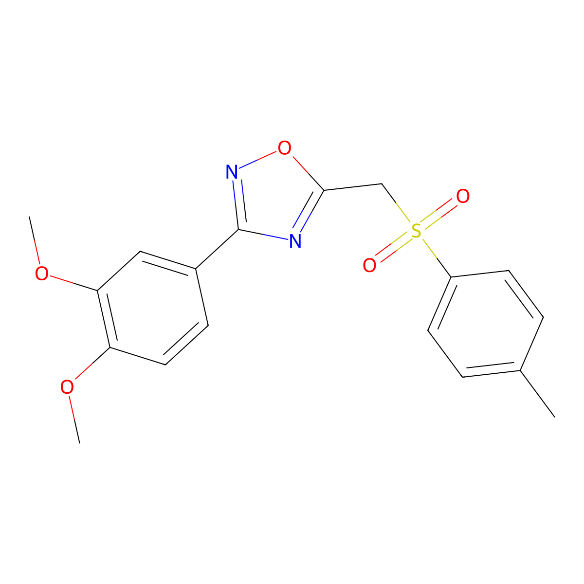 3-(3,4-Dimethoxyphenyl)-5-(tosylmethyl)-1,2,4-oxadiazole molecular structure, CAS 1105224-26-7