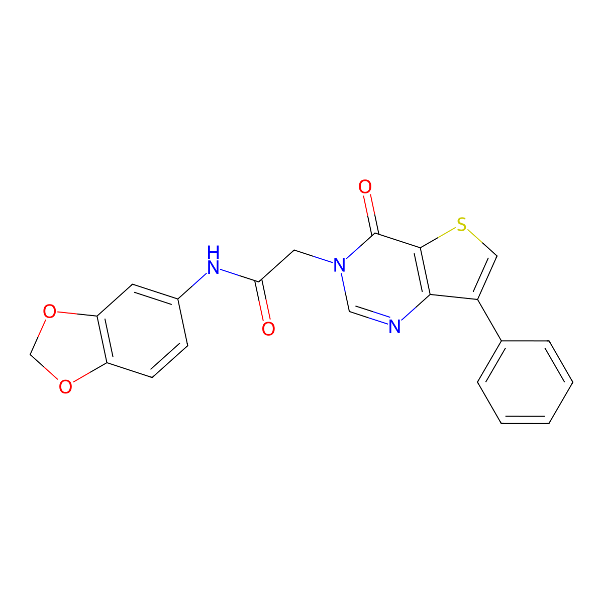 N-(1,3-benzodioxol-5-yl)-2-(4-oxo-7-phenylthieno[3,2-d]pyrimidin-3(4H)-yl)acetamide molecular structure, CAS 1105224-28-9