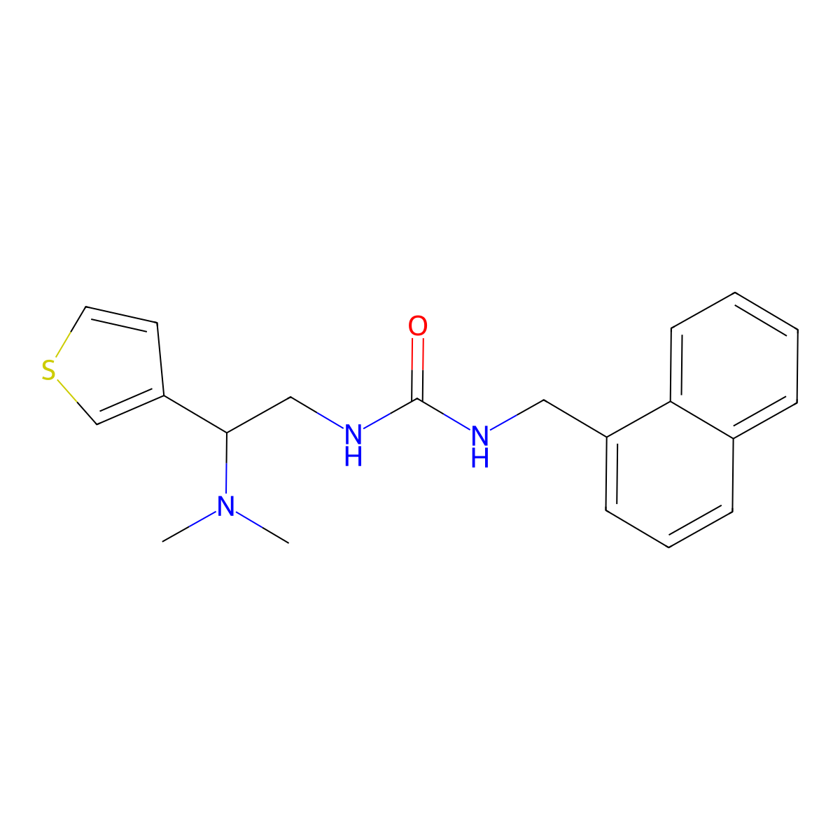 1-(2-(Dimethylamino)-2-(thiophen-3-yl)ethyl)-3-(naphthalen-1-ylmethyl)urea molecular structure, CAS 1105224-29-0