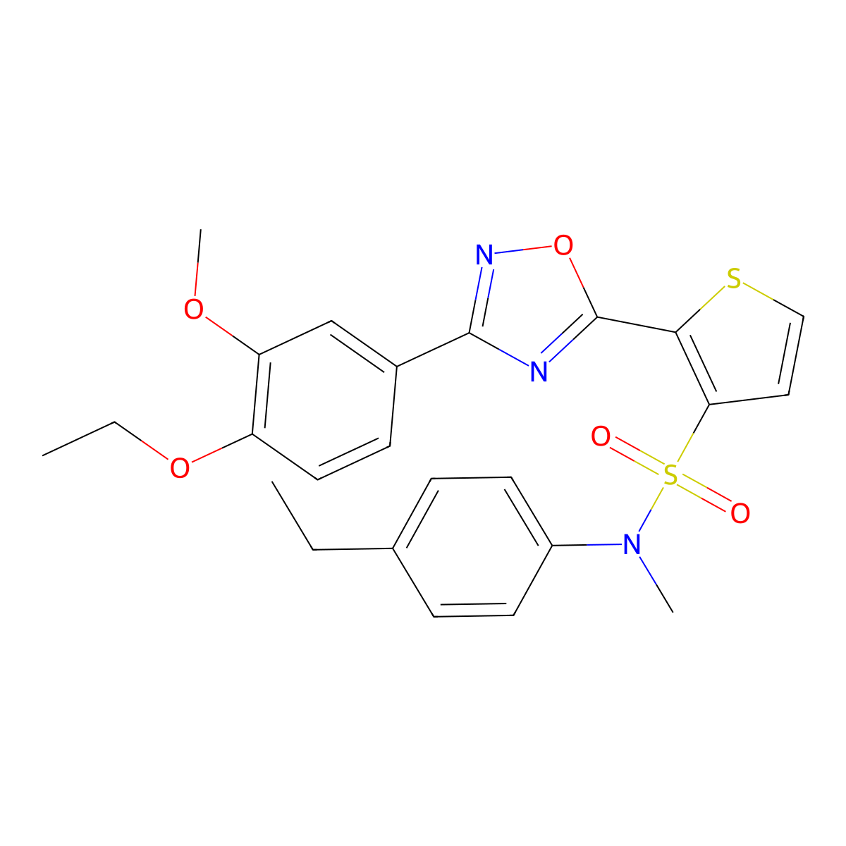 2-[3-(4-ethoxy-3-methoxyphenyl)-1,2,4-oxadiazol-5-yl]-N-(4-ethylphenyl)-N-methylthiophene-3-sulfonamide molecular structure, CAS 1105224-30-3