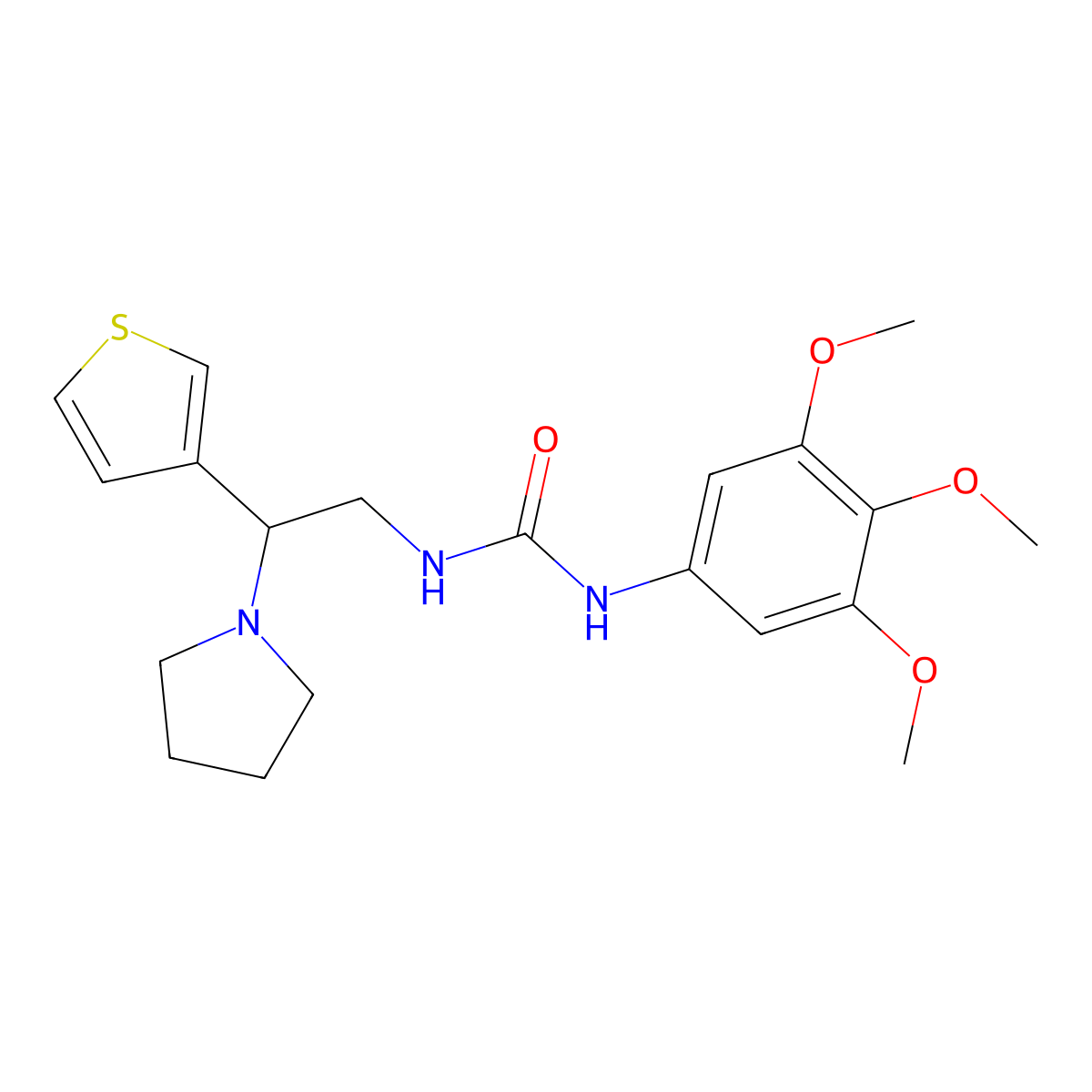 1-(2-(Pyrrolidin-1-yl)-2-(thiophen-3-yl)ethyl)-3-(3,4,5-trimethoxyphenyl)urea molecular structure, CAS 1105224-34-7