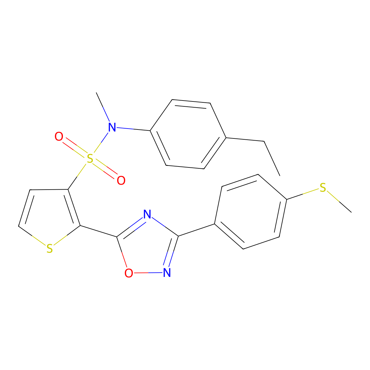 N-(4-ethylphenyl)-N-methyl-2-{3-[4-(methylsulfanyl)phenyl]-1,2,4-oxadiazol-5-yl}thiophene-3-sulfonamide molecular structure, CAS 1105224-35-8