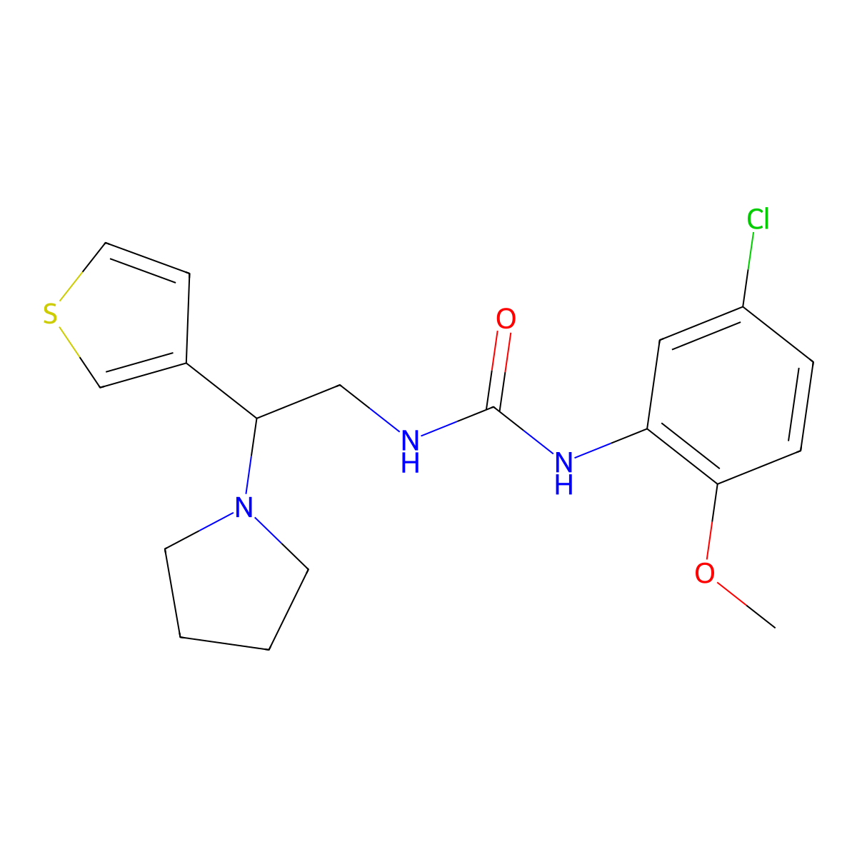 1-(5-Chloro-2-methoxyphenyl)-3-(2-(pyrrolidin-1-yl)-2-(thiophen-3-yl)ethyl)urea molecular structure, CAS 1105224-39-2