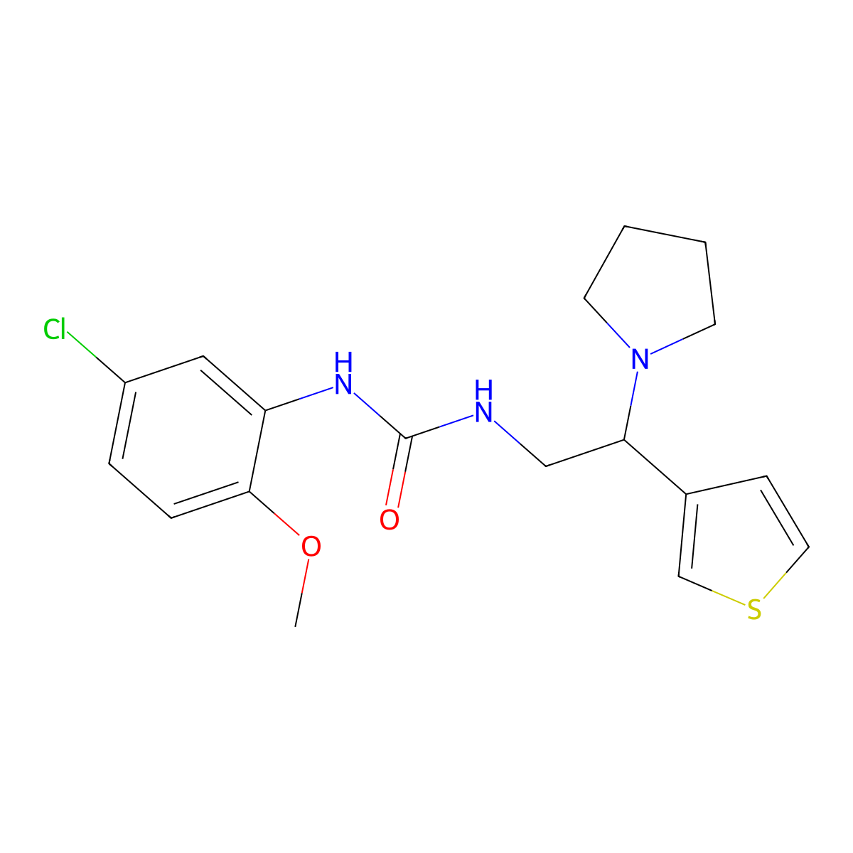 1-(5-Chloro-2-methoxyphenyl)-3-(2-(pyrrolidin-1-yl)-2-(thiophen-3-yl)ethyl)urea molecular structure, CAS 1105224-39-2