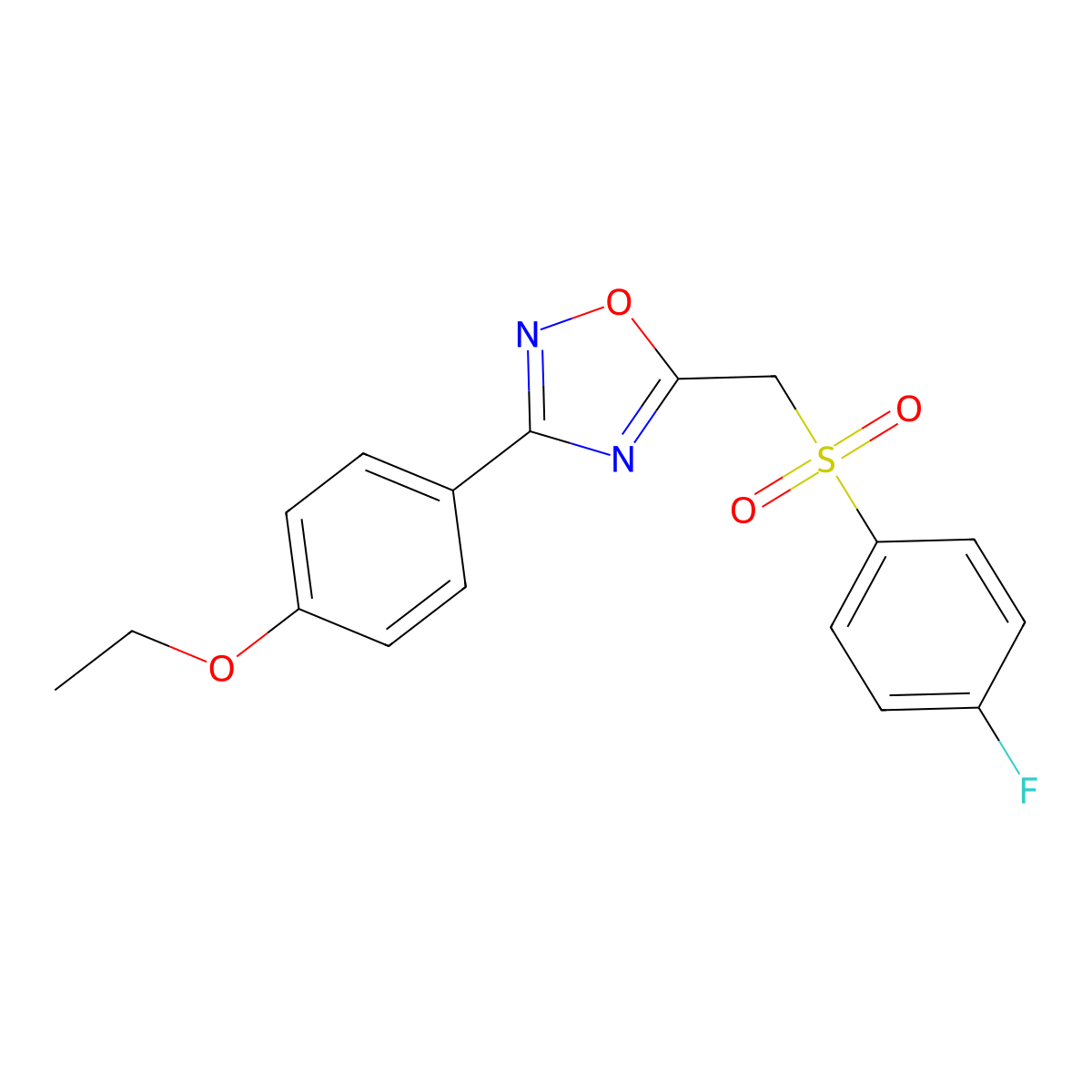 3-(4-Ethoxyphenyl)-5-(((4-fluorophenyl)sulfonyl)methyl)-1,2,4-oxadiazole molecular structure, CAS 1105224-42-7