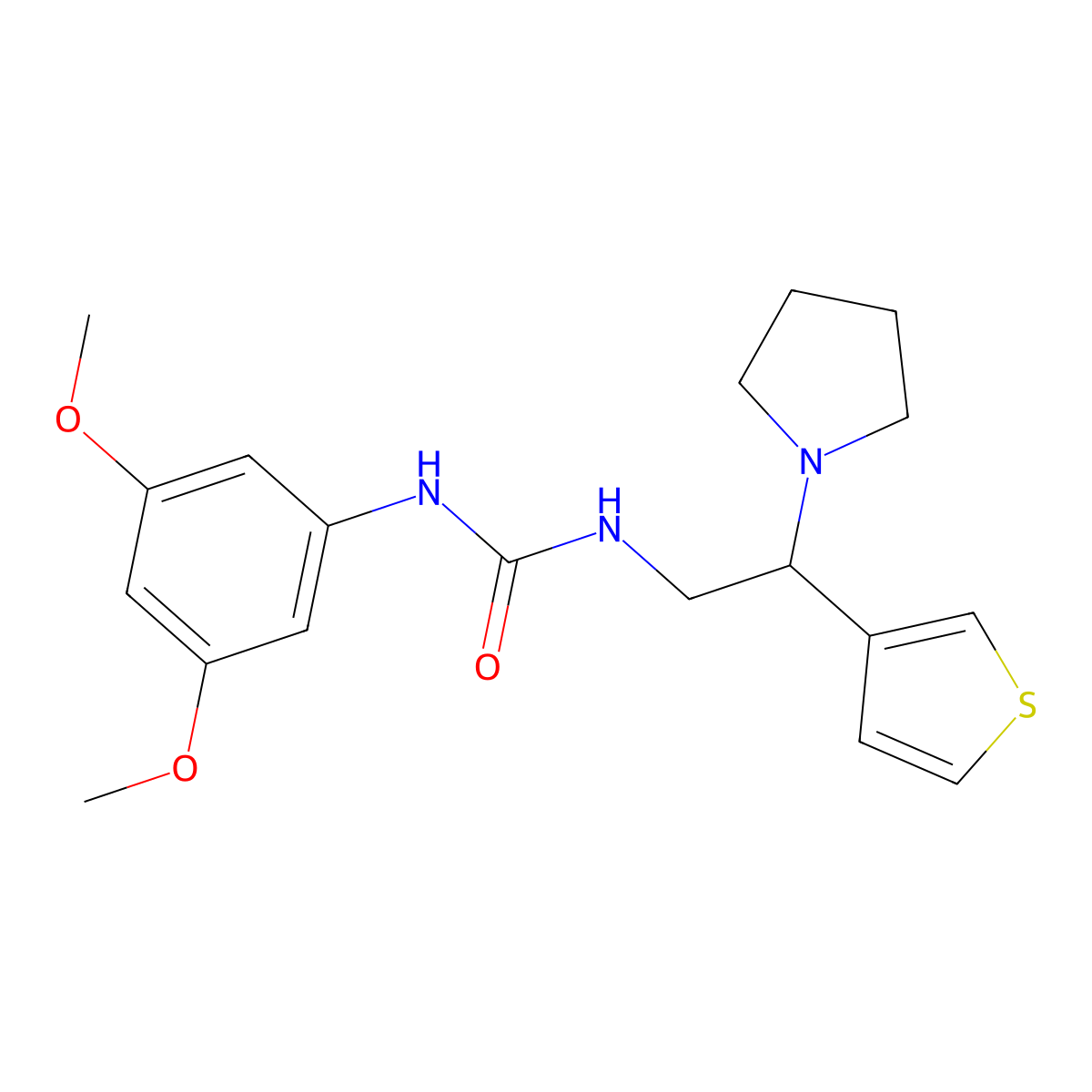 1-(3,5-Dimethoxyphenyl)-3-(2-(pyrrolidin-1-yl)-2-(thiophen-3-yl)ethyl)urea molecular structure, CAS 1105224-44-9