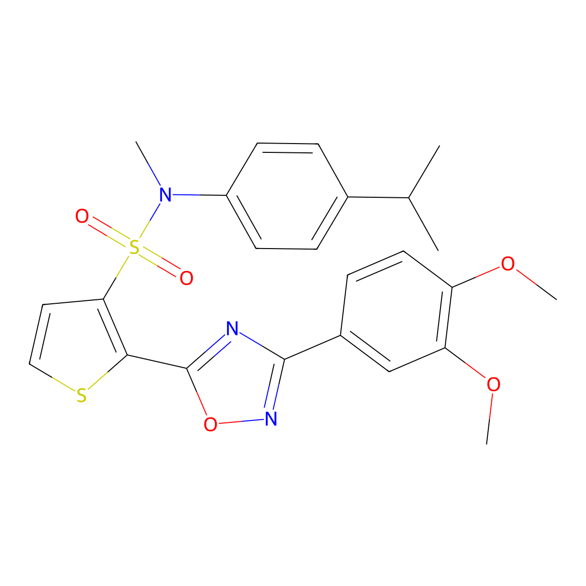 2-[3-(3,4-dimethoxyphenyl)-1,2,4-oxadiazol-5-yl]-N-methyl-N-[4-(propan-2-yl)phenyl]thiophene-3-sulfonamide molecular structure, CAS 1105224-45-0