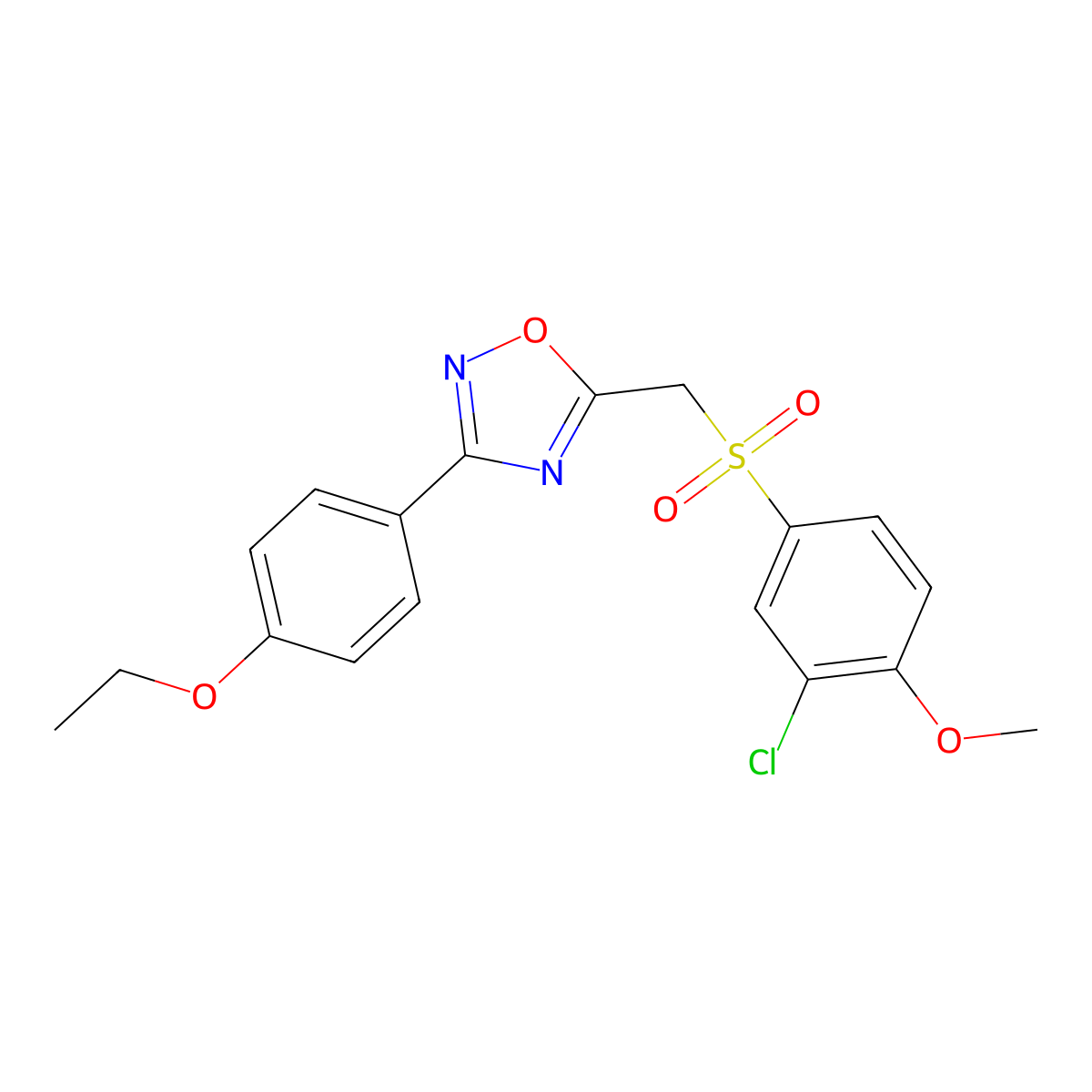 5-(((3-Chloro-4-methoxyphenyl)sulfonyl)methyl)-3-(4-ethoxyphenyl)-1,2,4-oxadiazole molecular structure, CAS 1105224-47-2