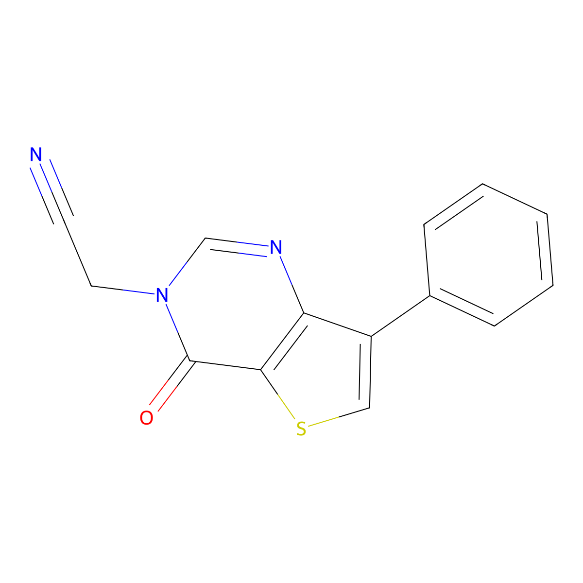 (4-oxo-7-phenylthieno[3,2-d]pyrimidin-3(4H)-yl)acetonitrile molecular structure, CAS 1105224-48-3