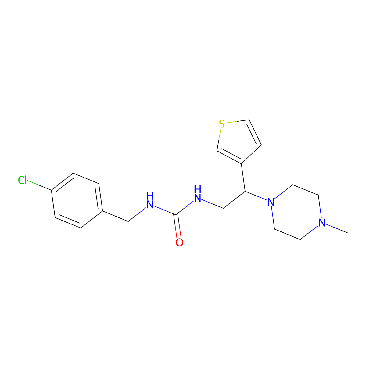 1-(4-Chlorobenzyl)-3-(2-(4-methylpiperazin-1-yl)-2-(thiophen-3-yl)ethyl)urea molecular structure, CAS 1105224-49-4