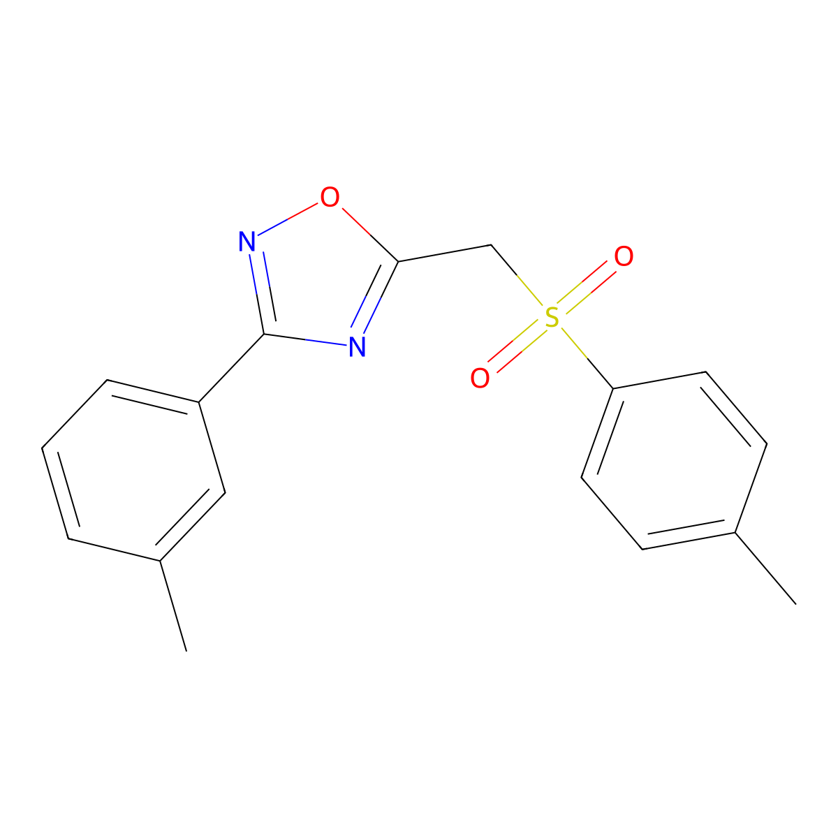 3-(m-Tolyl)-5-(tosylmethyl)-1,2,4-oxadiazole molecular structure, CAS 1105224-52-9
