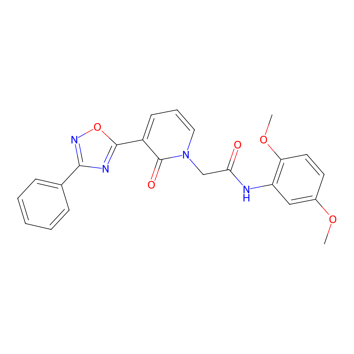 N-(2,5-dimethoxyphenyl)-2-[2-oxo-3-(3-phenyl-1,2,4-oxadiazol-5-yl)pyridin-1(2H)-yl]acetamide molecular structure, CAS 1105224-64-3
