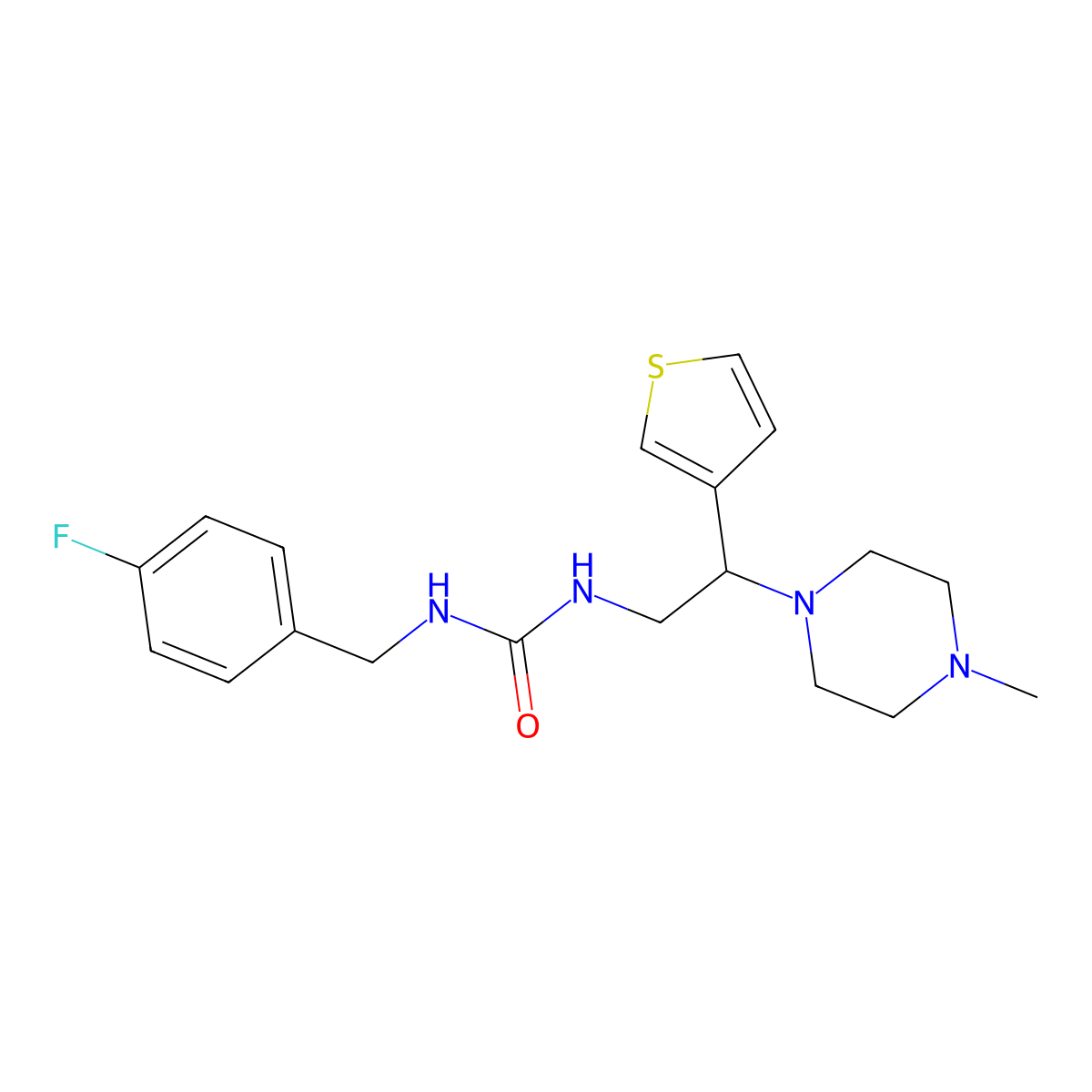 1-(4-Fluorobenzyl)-3-(2-(4-methylpiperazin-1-yl)-2-(thiophen-3-yl)ethyl)urea molecular structure, CAS 1105224-66-5