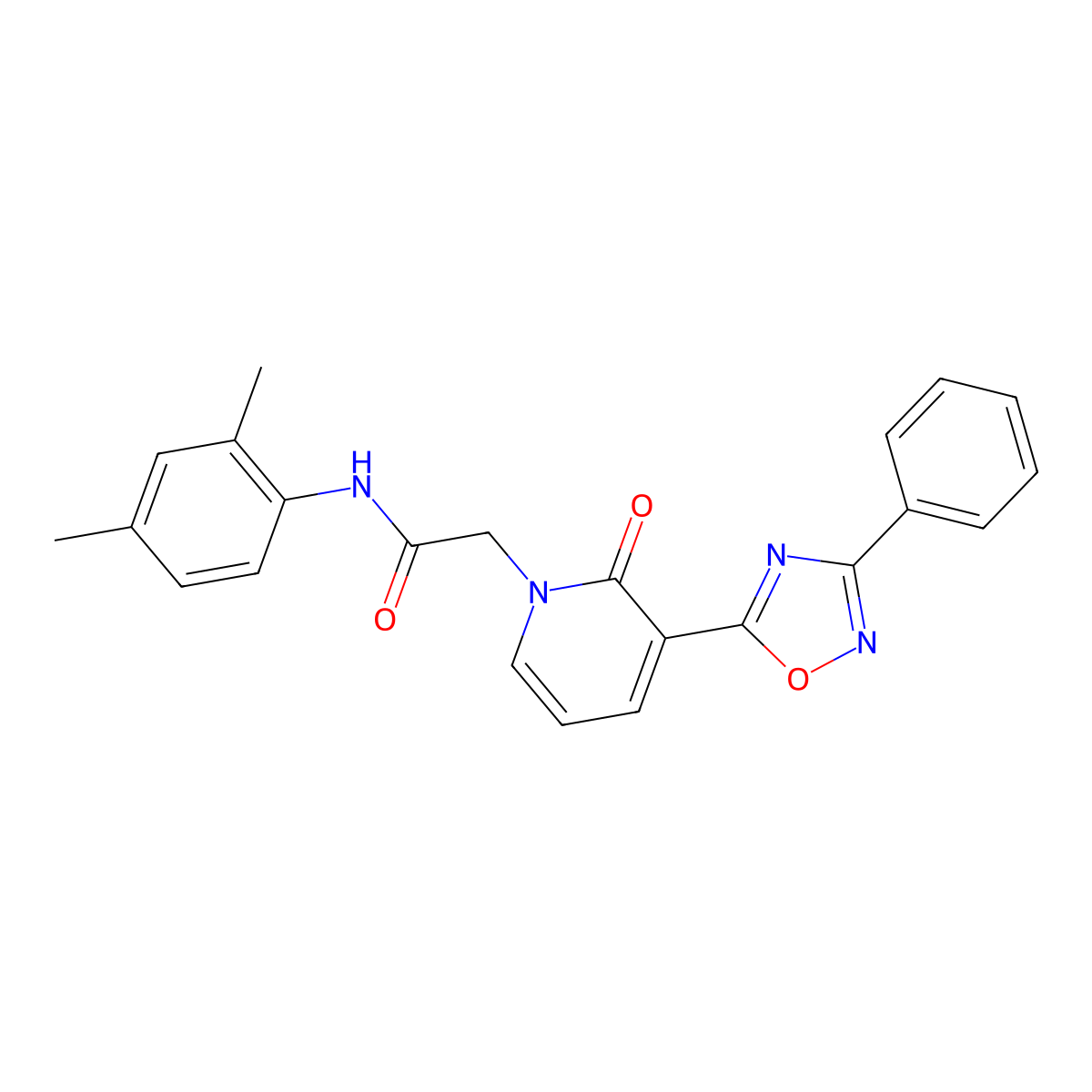 N-(2,4-dimethylphenyl)-2-[2-oxo-3-(3-phenyl-1,2,4-oxadiazol-5-yl)pyridin-1(2H)-yl]acetamide molecular structure, CAS 1105224-74-5