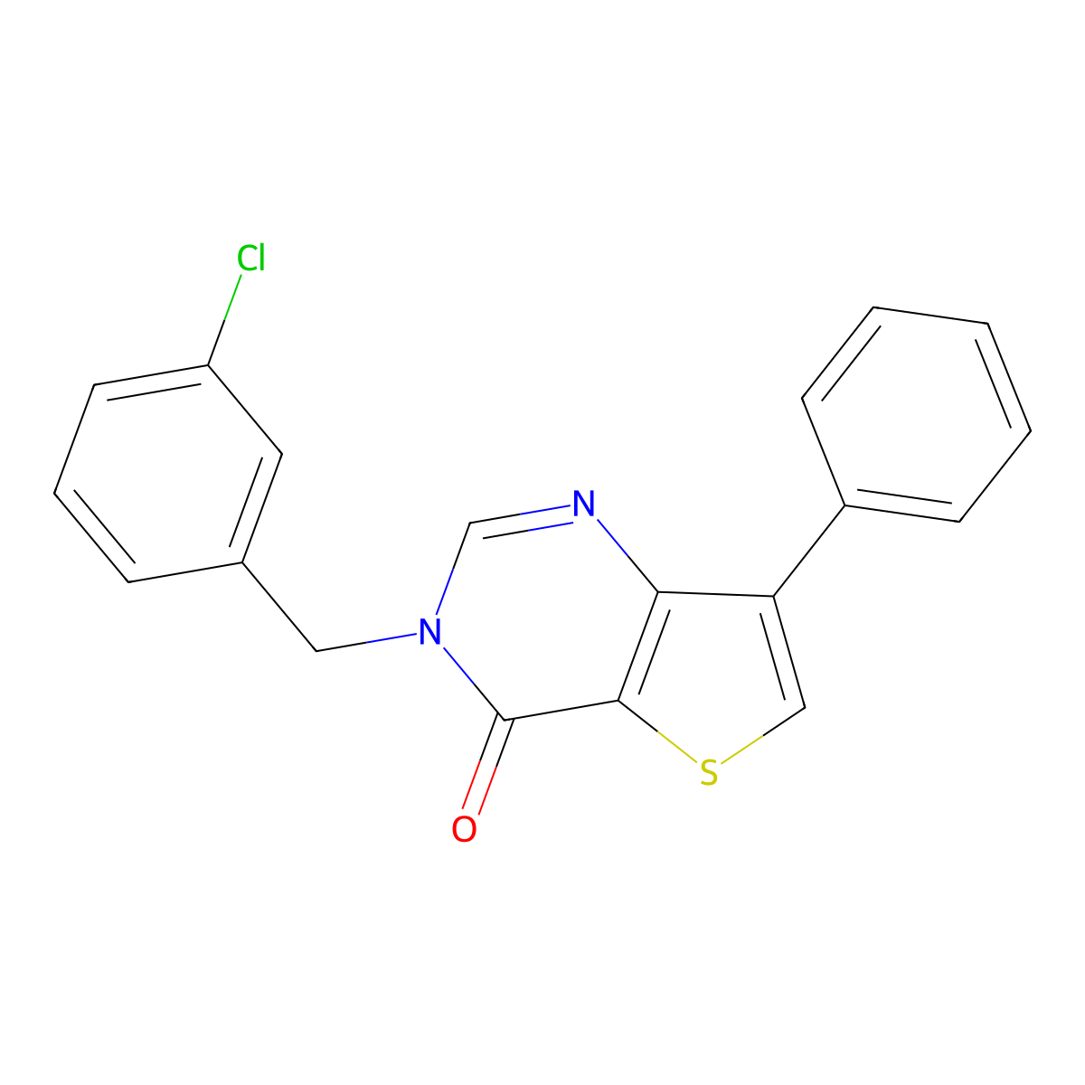 3-(3-chlorobenzyl)-7-phenylthieno[3,2-d]pyrimidin-4(3H)-one molecular structure, CAS 1105224-75-6