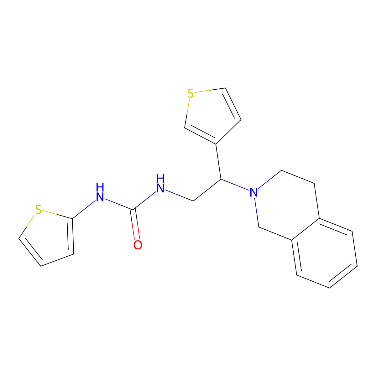 1-(2-(3,4-dihydroisoquinolin-2(1H)-yl)-2-(thiophen-3-yl)ethyl)-3-(thiophen-2-yl)urea molecular structure, CAS 1105224-76-7