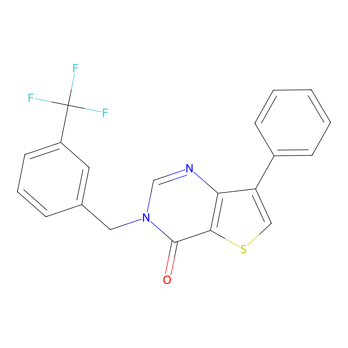 7-phenyl-3-[3-(trifluoromethyl)benzyl]thieno[3,2-d]pyrimidin-4(3H)-one molecular structure, CAS 1105224-80-3