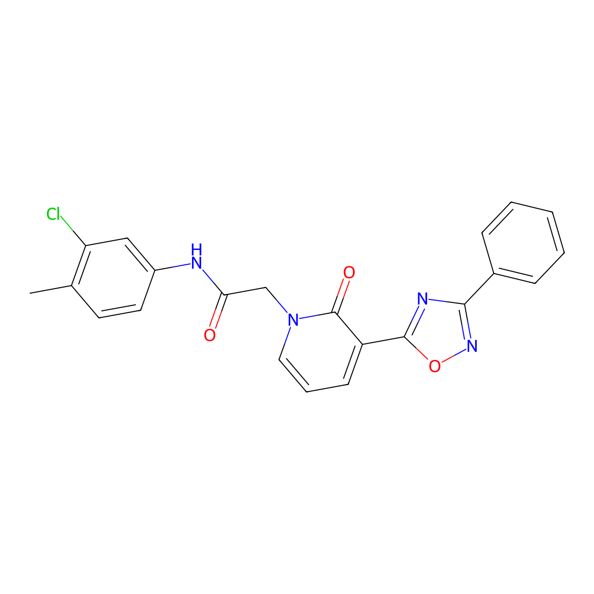 N-(3-chloro-4-methylphenyl)-2-[2-oxo-3-(3-phenyl-1,2,4-oxadiazol-5-yl)pyridin-1(2H)-yl]acetamide molecular structure, CAS 1105224-84-7