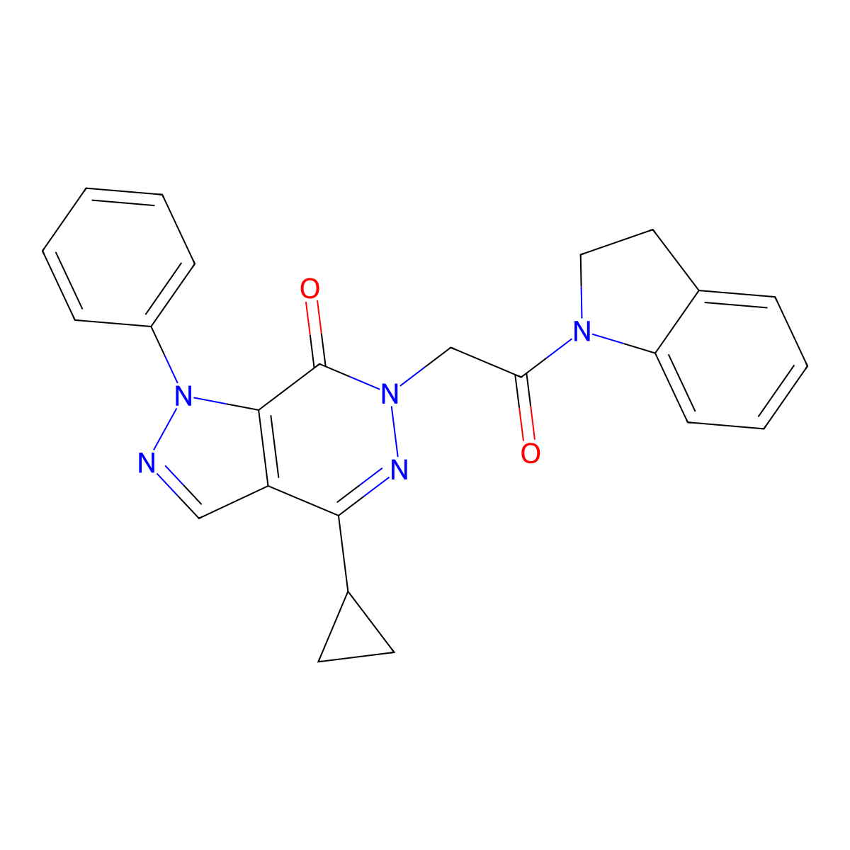 4-cyclopropyl-6-(2-(indolin-1-yl)-2-oxoethyl)-1-phenyl-1H-pyrazolo[3,4-d]pyridazin-7(6H)-one molecular structure, CAS 1105224-86-9